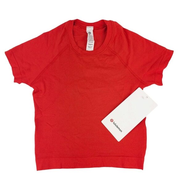 lululemon athletica swiftly tech cropper red short sleeve top size 2 - Picture 1 of 7